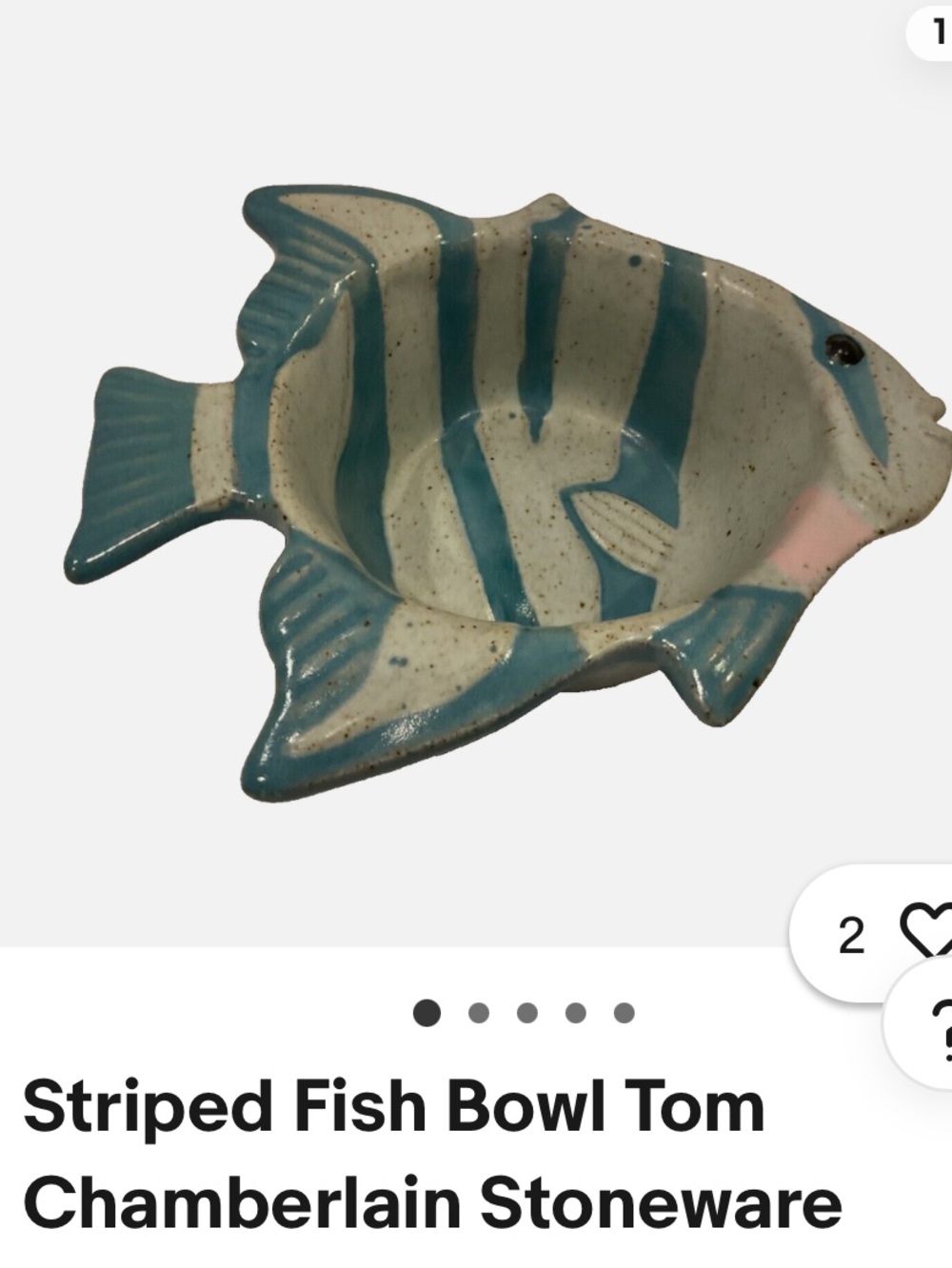 Chamberlain stoneware pottery bowls Blue Striped Fish Ceramic Dishes - Set of 2